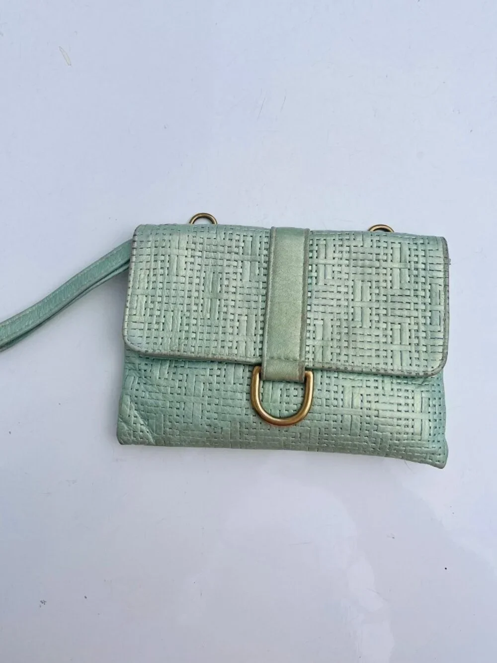 Convertible Mint Green Leather Writstlet Wallet by Marnie Bugs